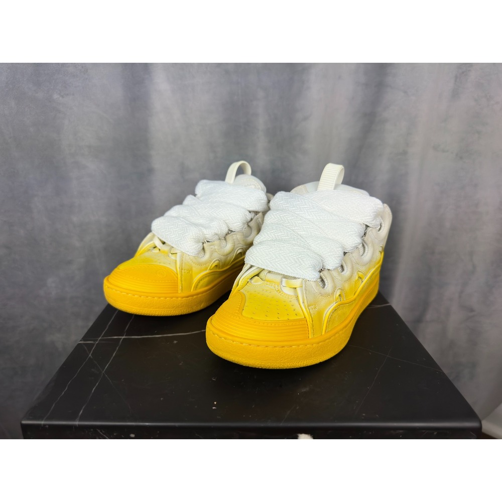 Lanvin Curb Sneakers 35 White Yellow Ombre Leather Skate Shoes Women‎